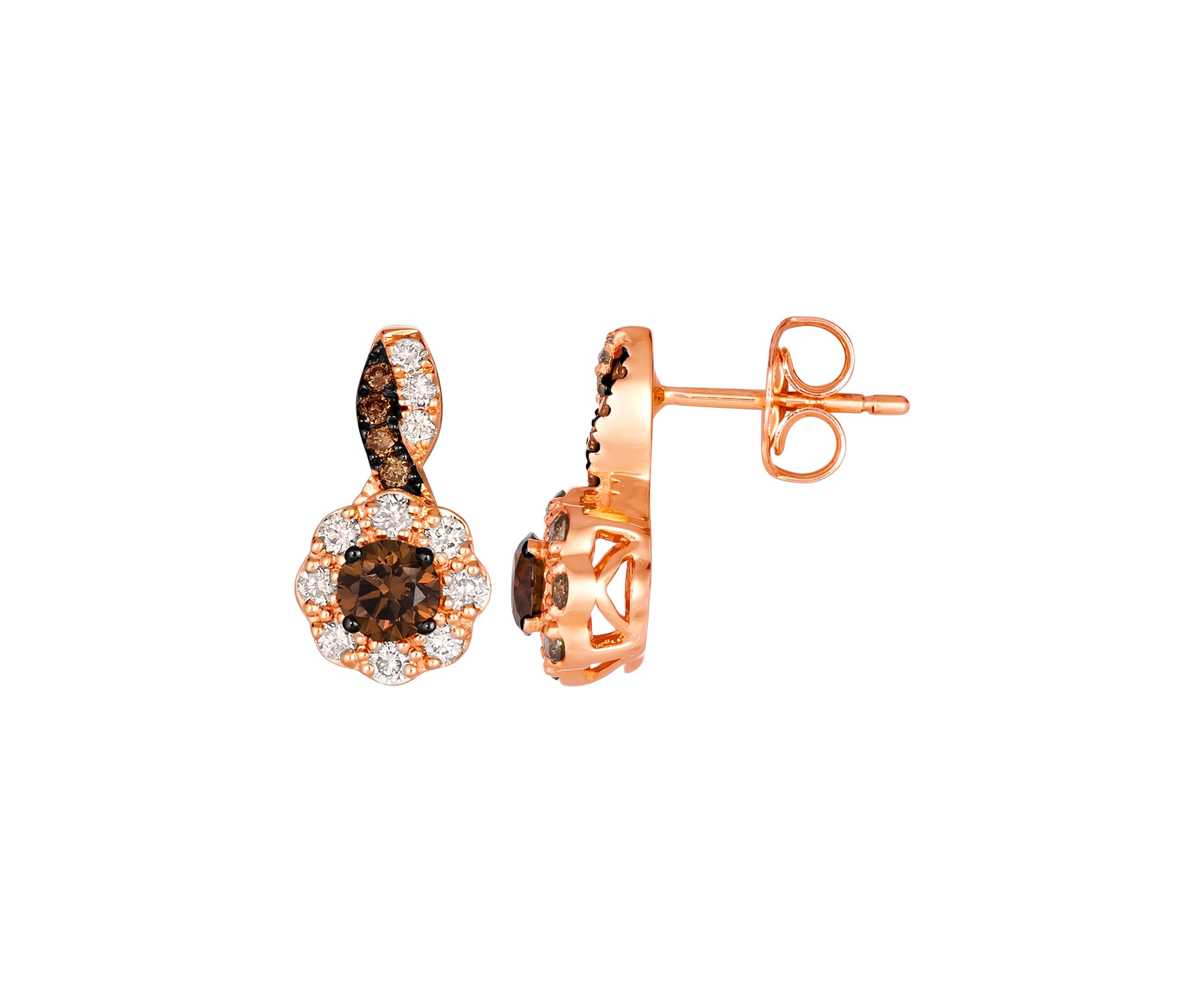 3/8 ct. t.w. Chocolate Diamonds®, 1/3 ct. t.w. Nude Diamonds™ Stud Earrings in 14K Strawberry Gold®