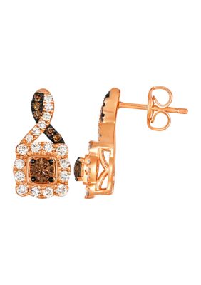 3/8 ct. t.w. Chocolate Diamonds®, 1/2 ct. t.w. Nude Diamonds™ Earrings in 14K Strawberry Gold®