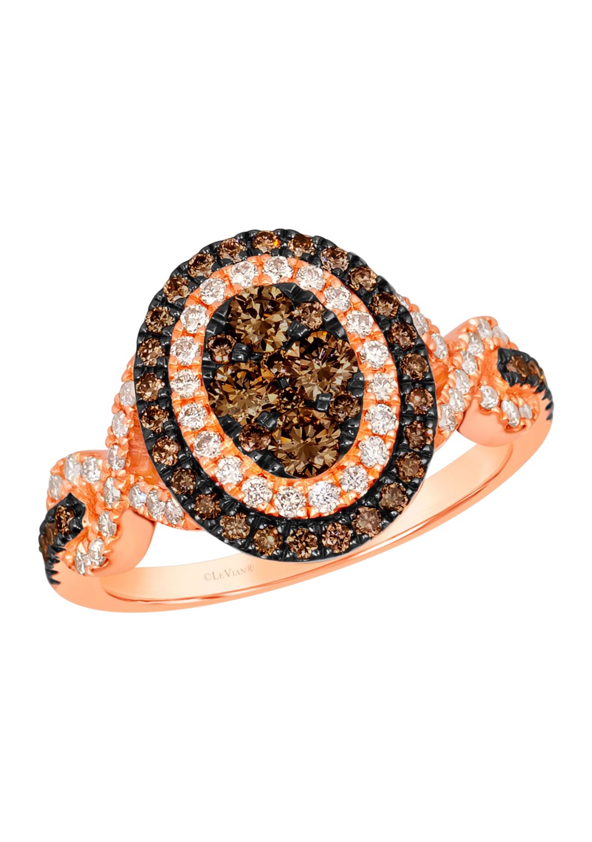 5/8 ct. t.w. Chocolate Diamonds®, 1/3 ct. t.w. Nude Diamonds™ Ring in 14K Strawberry Gold®