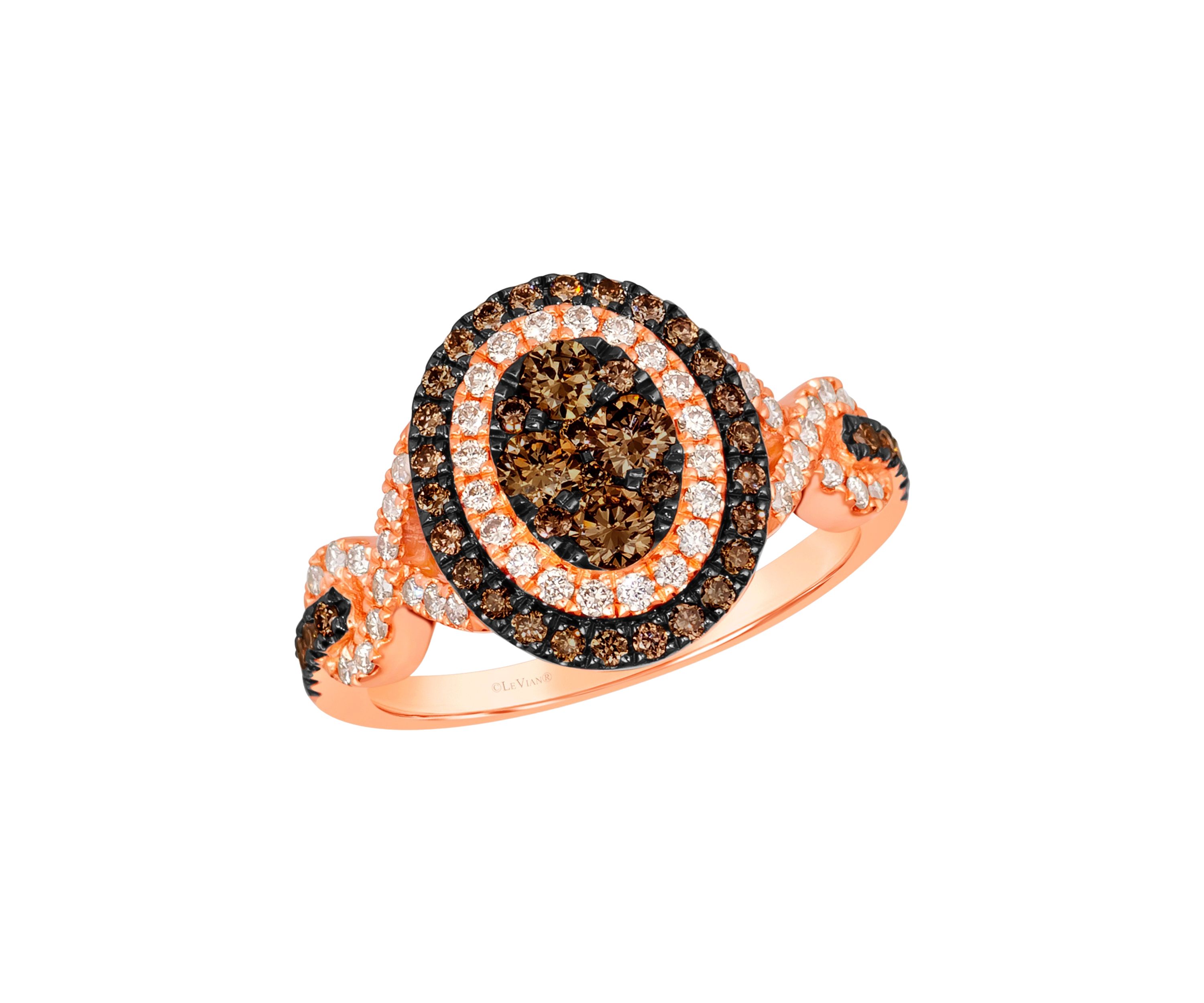 5/8 ct. t.w. Chocolate Diamonds®, 1/3 ct. t.w. Nude Diamonds™ Ring in 14K Strawberry Gold®