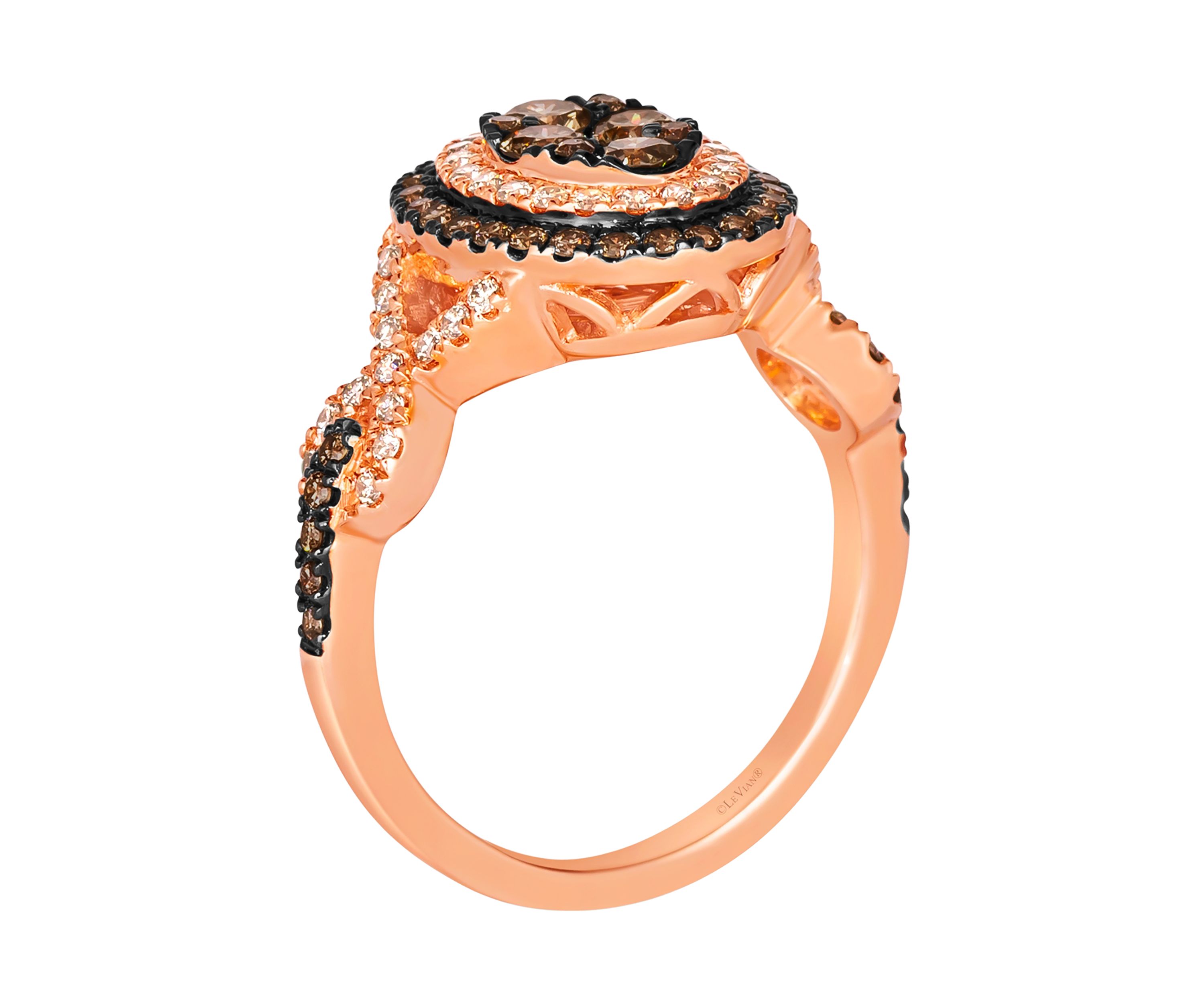 5/8 ct. t.w. Chocolate Diamonds®, 1/3 ct. t.w. Nude Diamonds™ Ring in 14K Strawberry Gold®