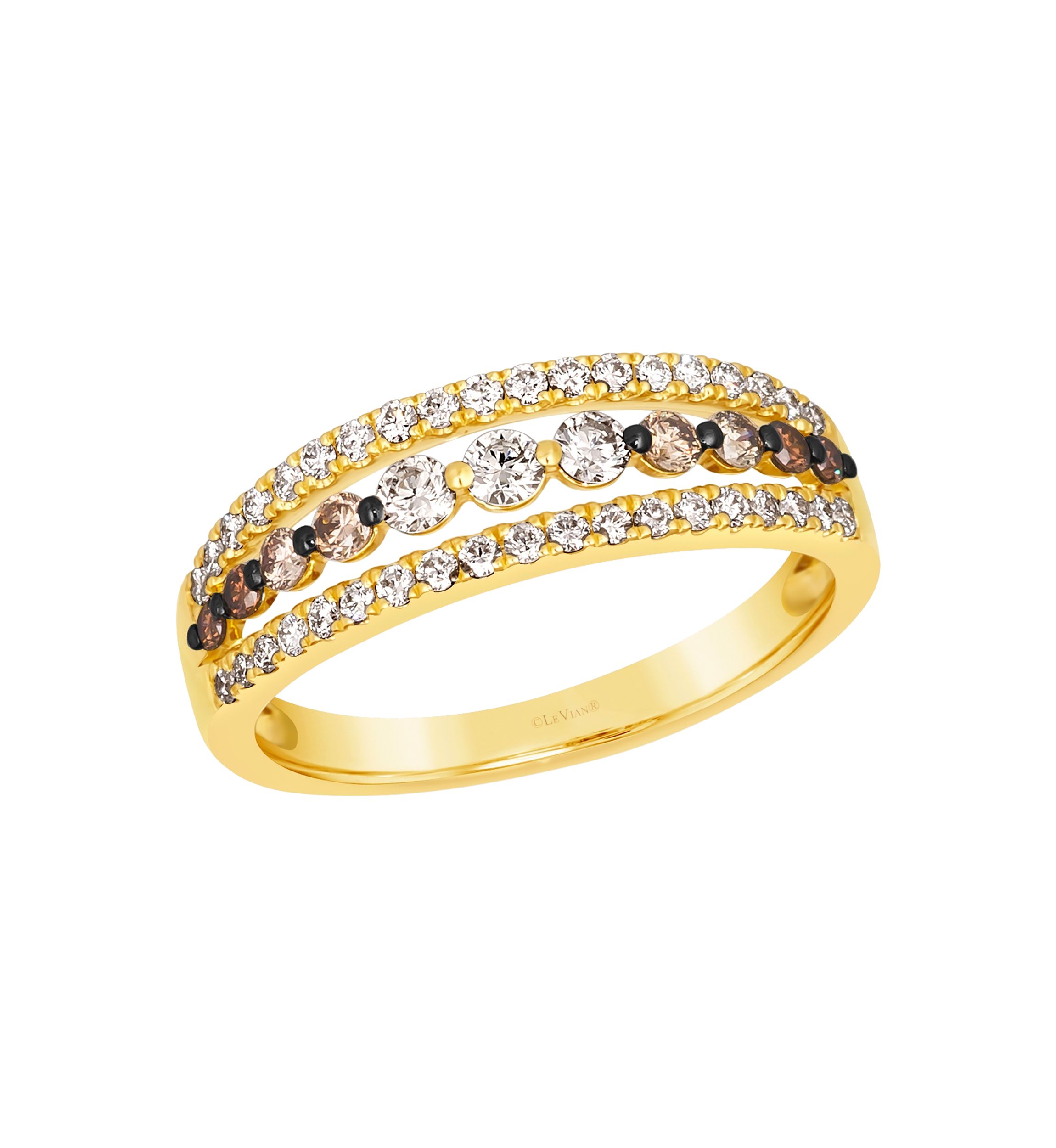 1/3 ct. t.w. Chocolate Ombré Diamonds®, 1/4 ct. t.w. Vanilla Diamonds® Ombré Ring in 14K Honey Gold™