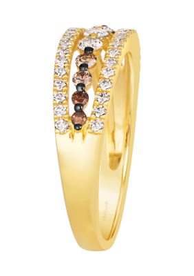 1/3 ct. t.w. Chocolate Ombré Diamonds®, 1/4 ct. t.w. Vanilla Diamonds® Ombré Ring in 14K Honey Gold™