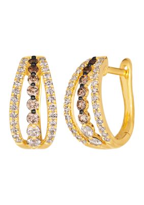 Le Vian 1/2 ct. t.w. Chocolate OmbrÃ© Diamonds, 3/8 ct. t.w. Vanilla Diamonds OmbrÃ© Hoop Earrings in 14K Honey Gold -  5400455TSVN57