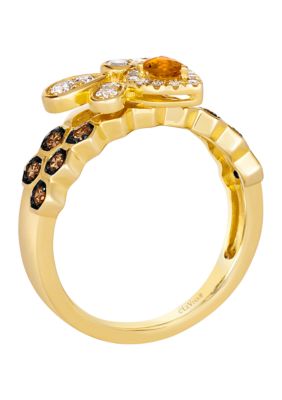 1/10 ct. t.w. Cinnamon Citrine®, 1/3 ct. t.w. Nude Diamonds™, 1/5 ct. t.w. Chocolate Diamonds® Ring in 14K Honey Gold™