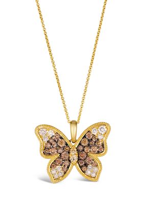 Le Vian 1.5 ct. t.w. Chocolate Ombré Diamonds Ombré Butterfly Pendant Necklace in 14K Honey Gold