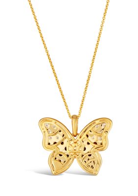 1.5 ct. t.w. Chocolate Ombré Diamonds® Ombré Butterfly Pendant Necklace in 14K Honey Gold™