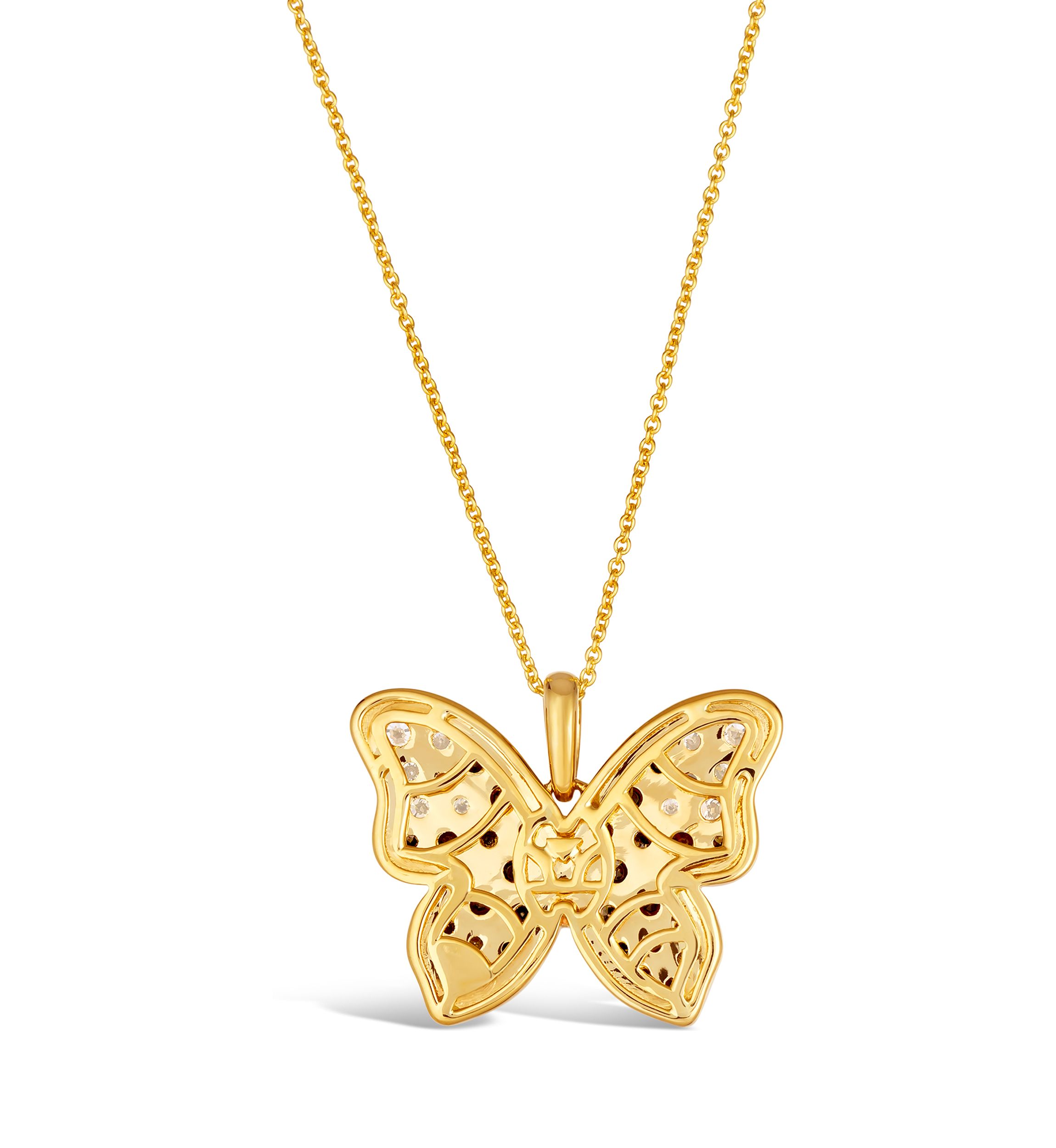 1.5 ct. t.w. Chocolate Ombré Diamonds® Ombré Butterfly Pendant Necklace in 14K Honey Gold™