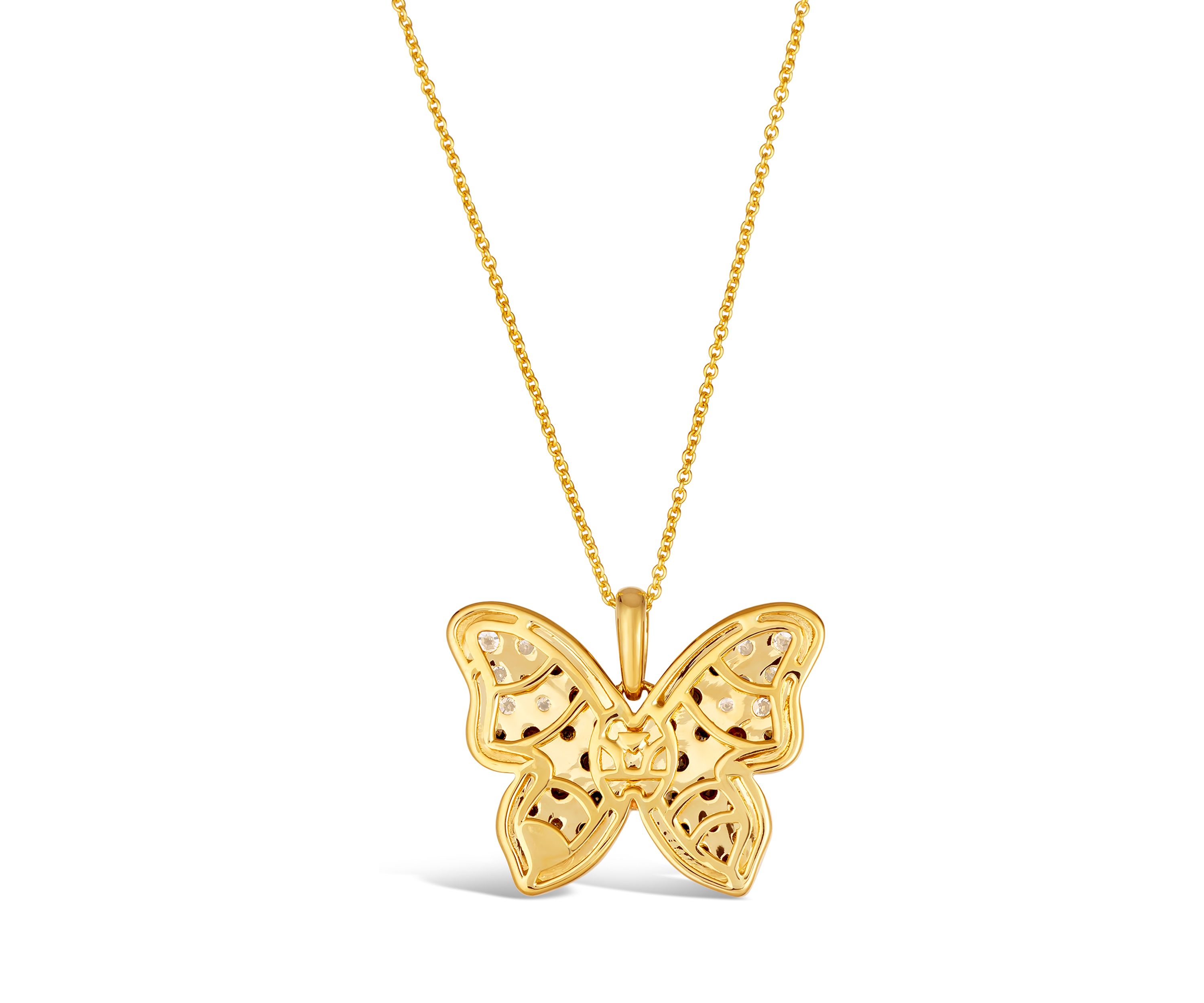 1.5 ct. t.w. Chocolate Ombré Diamonds® Ombré Butterfly Pendant Necklace in 14K Honey Gold™