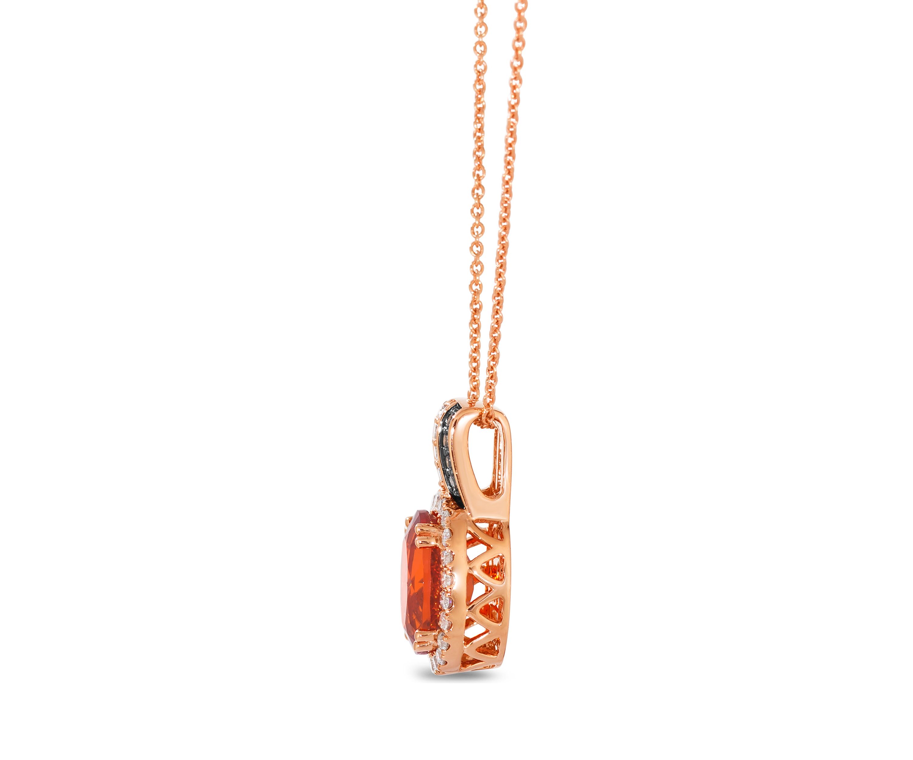 Pendant featuring 1 ct. t.w. Neon Tangerine Fire Opal®, 1/5 ct. t.w. Nude Diamonds™, 1/20 ct. t.w. Chocolate Diamonds® set in 14K Strawberry Gold®
