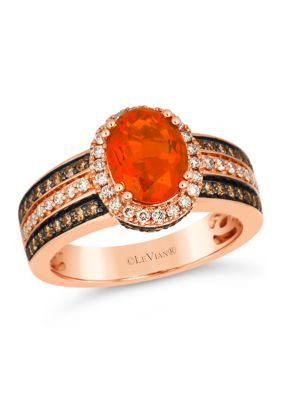 Le Vian 1 ct. t.w. Neon Tangerine Fire Opal®, 1/3 ct. t.w. Nude Diamonds™, 3/8 ct. t.w. Chocolate Diamonds Ring in 14K Strawberry Gold