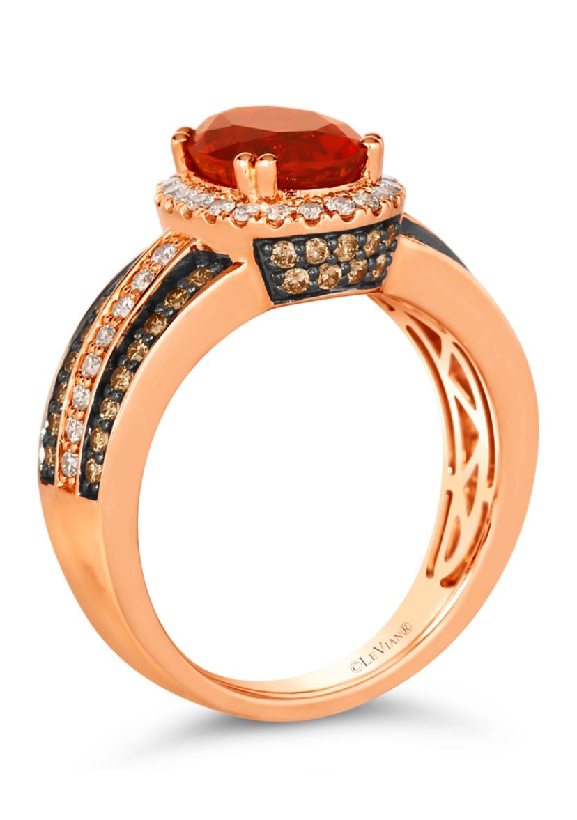 1 ct. t.w. Neon Tangerine Fire Opal®, 1/3 ct. t.w. Nude Diamonds™, 3/8 ct. t.w. Chocolate Diamonds® Ring in 14K Strawberry Gold®