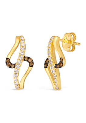 Le Vian Earrings Featuring 1/4 Ct. T.w. Nude Diamondsâ¢, 1/10 Ct. T.w. Chocolate Diamonds Set In 14K Honey Gold