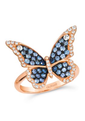 5/8 ct. t.w. Denim Ombré® Sapphire, 1/20 ct. t.w. White Sapphire, 1/5 ct. t.w. Vanilla Diamonds® Ring in 14K Strawberry Gold®
