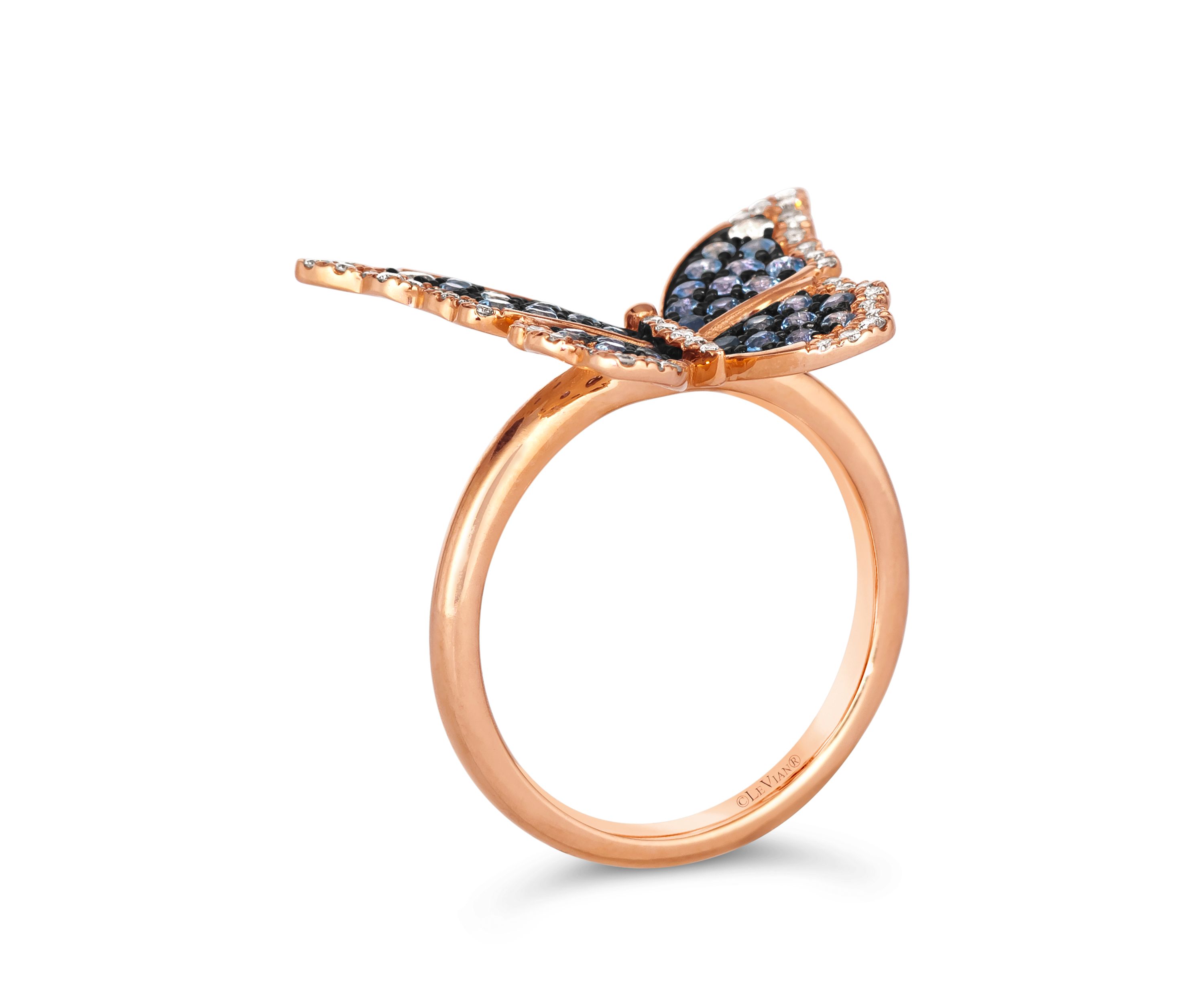 5/8 ct. t.w. Denim Ombré® Sapphire, 1/20 ct. t.w. White Sapphire, 1/5 ct. t.w. Vanilla Diamonds® Ring in 14K Strawberry Gold®