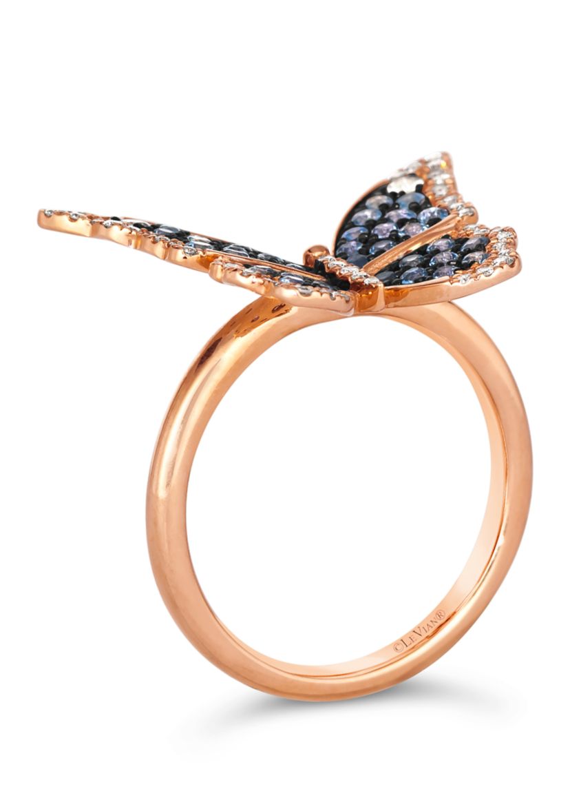 5/8 ct. t.w. Denim Ombré® Sapphire, 1/20 ct. t.w. White Sapphire, 1/5 ct. t.w. Vanilla Diamonds® Ring in 14K Strawberry Gold®