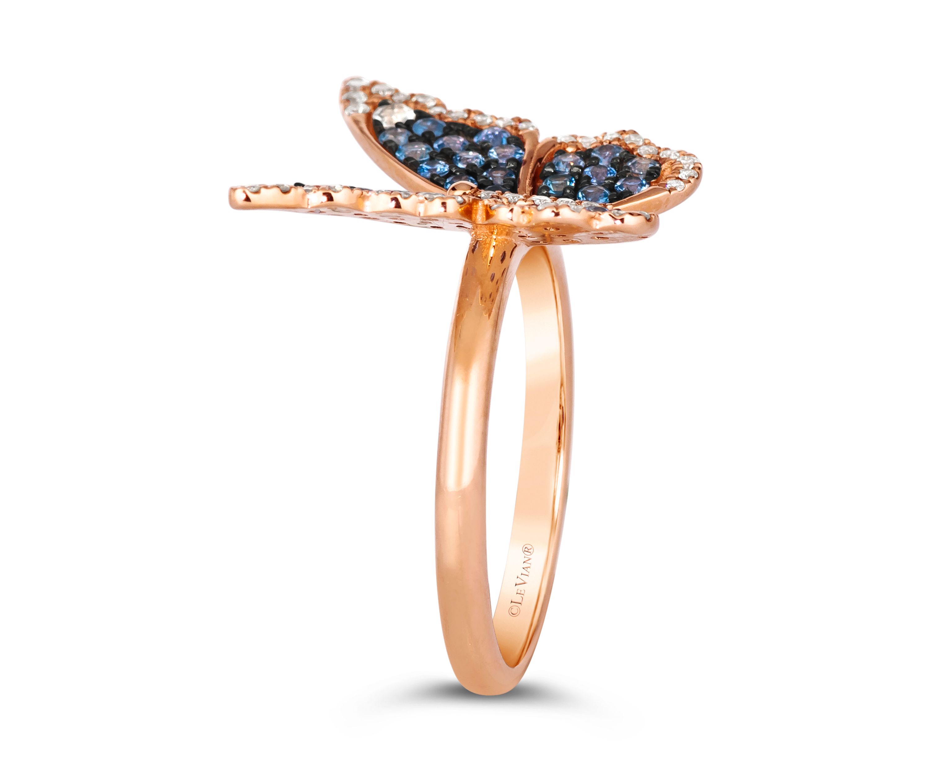 5/8 ct. t.w. Denim Ombré® Sapphire, 1/20 ct. t.w. White Sapphire, 1/5 ct. t.w. Vanilla Diamonds® Ring in 14K Strawberry Gold®