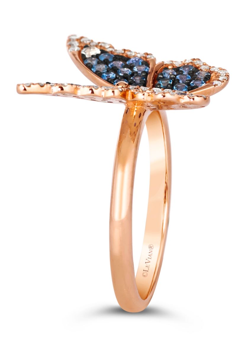 5/8 ct. t.w. Denim Ombré® Sapphire, 1/20 ct. t.w. White Sapphire, 1/5 ct. t.w. Vanilla Diamonds® Ring in 14K Strawberry Gold®
