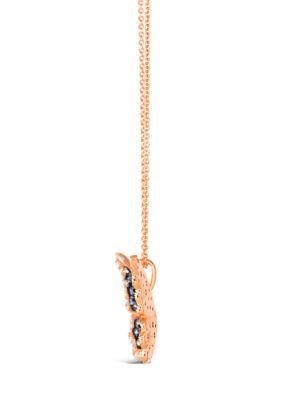 5/8 ct. t.w. Denim Ombré®, 1/20 ct. t.w. White Sapphire, 1/5 ct. t.w. Vanilla Diamonds® Butterfly Necklace in 14K Strawberry Gold®