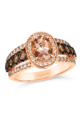 Le Vian 7/8 Ct. T.w. Peach Morganiteâ¢, 1/2 Ct. T.w. Chocolate Diamonds, 3/8 Ct. T.w. Nude Diamondsâ¢ Ring In 14K Strawberry Gold