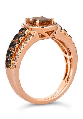7/8 ct. t.w. Peach Morganite™, 1/2 ct. t.w. Chocolate Diamonds®, 3/8 ct. t.w. Nude Diamonds™ Ring in 14K Strawberry Gold®