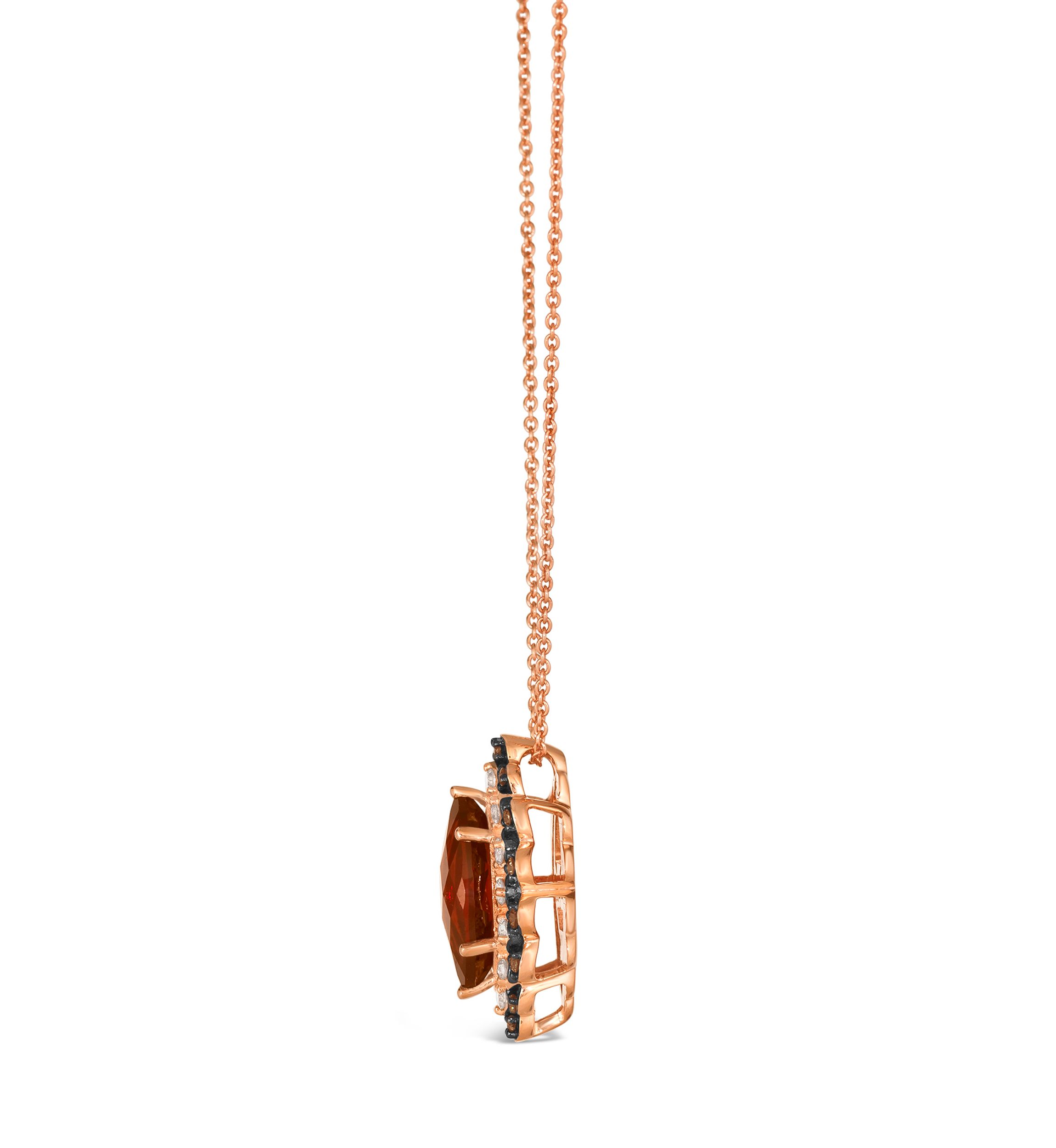 =Pendant Necklace featuring 2.25 ct. t.w. Pomegranate Garnet™, 1/5 ct. t.w. Nude Diamonds™, 1/10 ct. t.w. Chocolate Diamonds® set in 14K Strawberry Gold®
