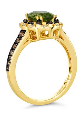 1.75 ct. t.w. Green Apple Peridot™, 1/3 ct. t.w. Chocolate Diamonds®, 1/10 ct. t.w. Nude Diamonds™ Ring in 14K Honey Gold™