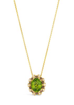 Pendant Necklace featuring 1.75 ct. t.w. Green Apple Peridot™, 1/15 ct. t.w. Chocolate Diamonds®, 1/15 ct. t.w. Nude Diamonds™ set in 14K Honey Gold™