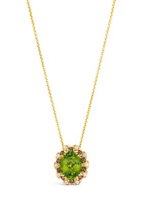 Le Vian Pendant Necklace featuring 175 ct tw Green Apple Peridot&acirc; 115 ct tw Chocolate Diamonds 115 ct tw Nude Diamonds&acirc; set in 14K