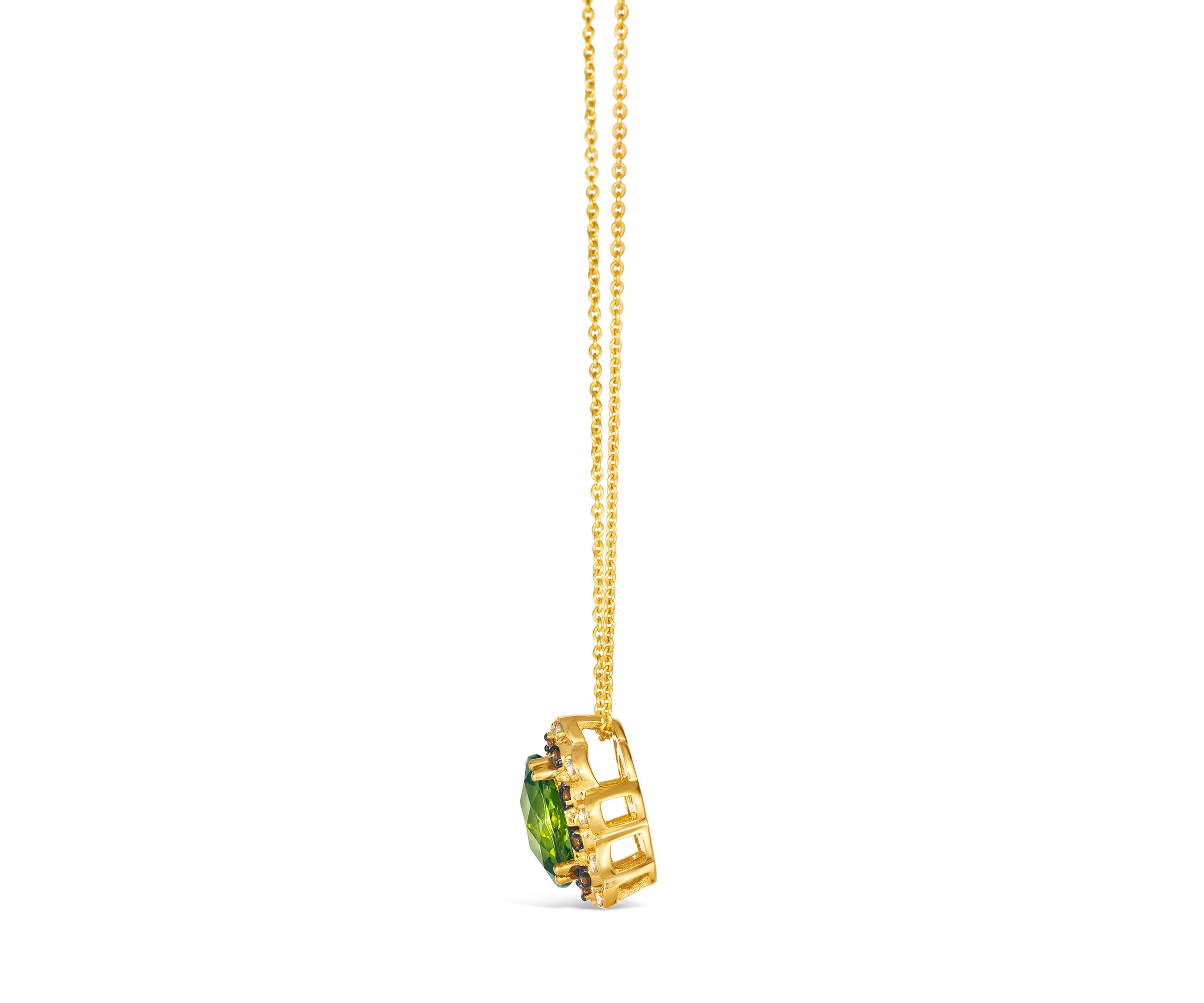 Pendant Necklace featuring 1.75 ct. t.w. Green Apple Peridot™, 1/15 ct. t.w. Chocolate Diamonds®, 1/15 ct. t.w. Nude Diamonds™ set in 14K Honey Gold™