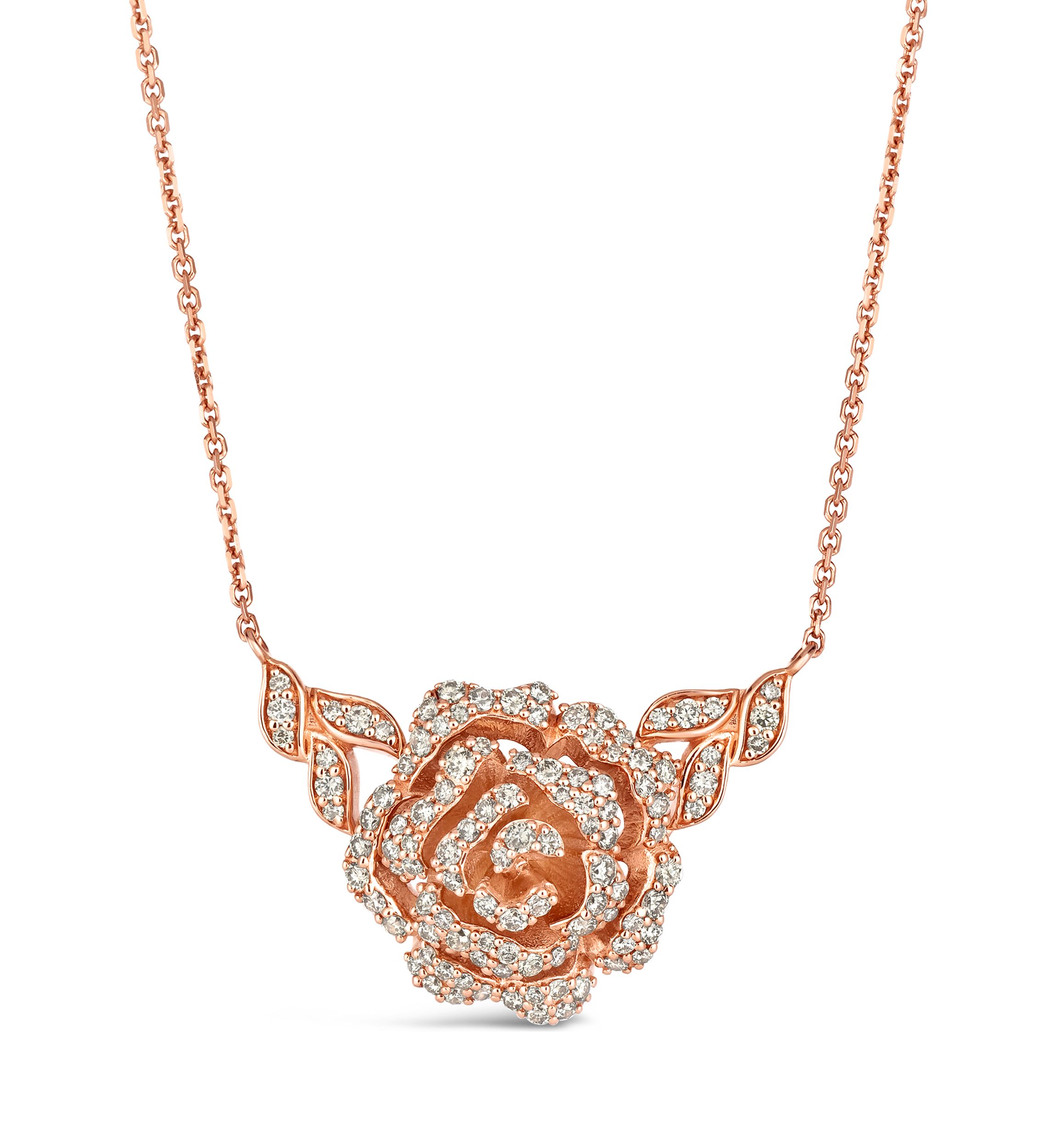 1 ct. t.w. Nude Diamonds™ Adjustable Flower Necklace in 14K Strawberry Gold®