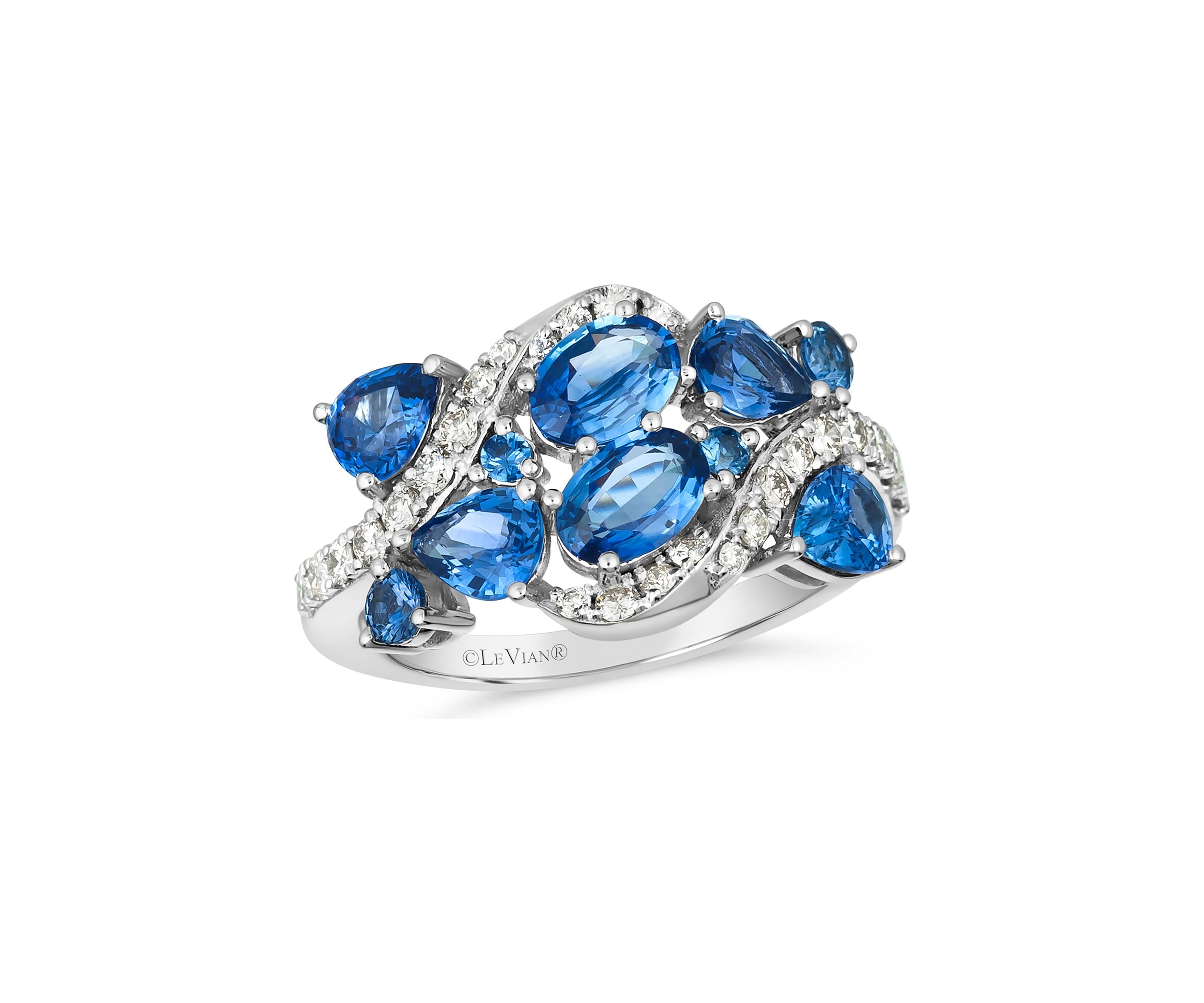 2.5 ct. t.w. Blueberry Sapphire™, 1/3 ct. t.w. Vanilla Diamonds® Ring in 14K Vanilla Gold®