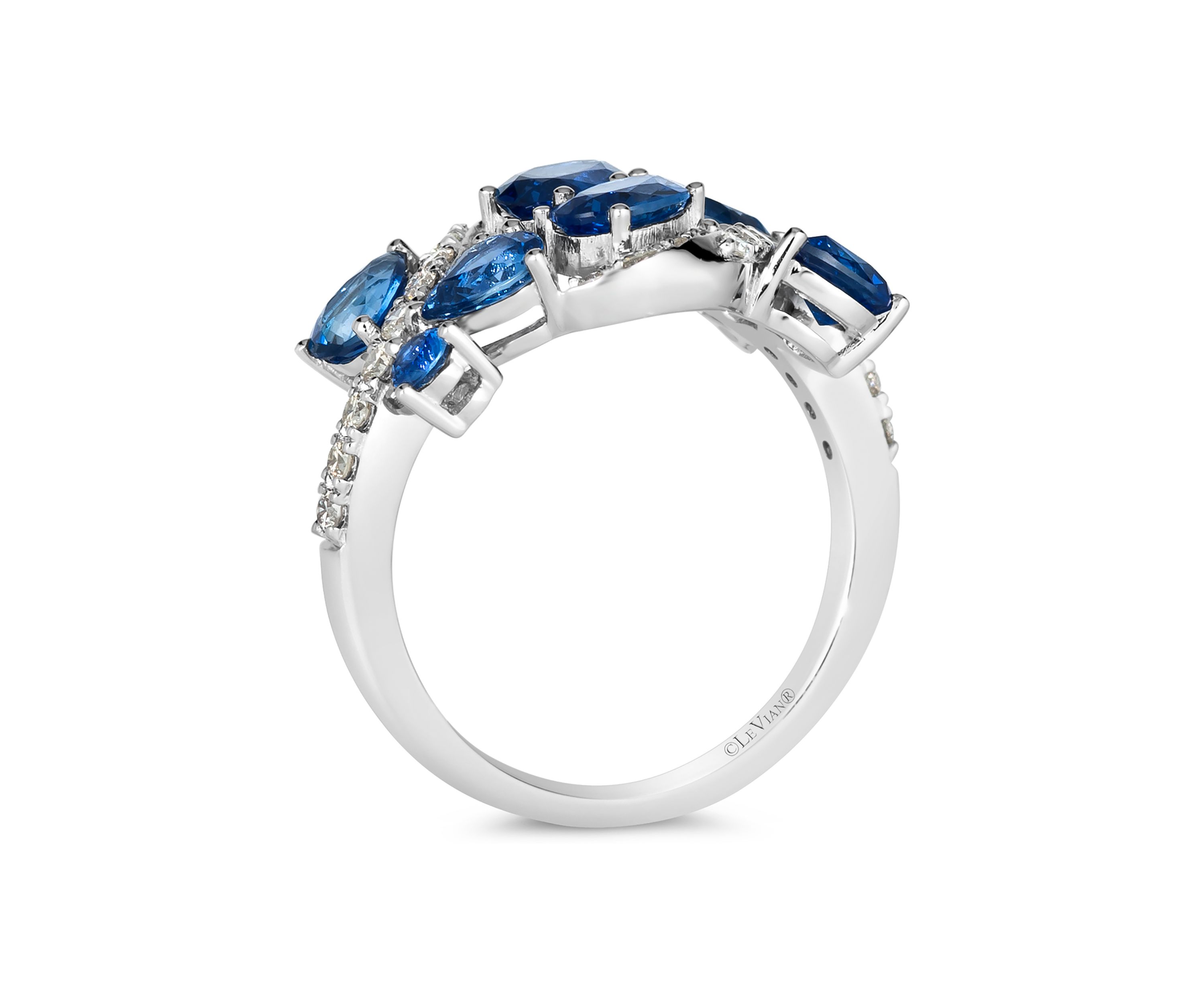 2.5 ct. t.w. Blueberry Sapphire™, 1/3 ct. t.w. Vanilla Diamonds® Ring in 14K Vanilla Gold®