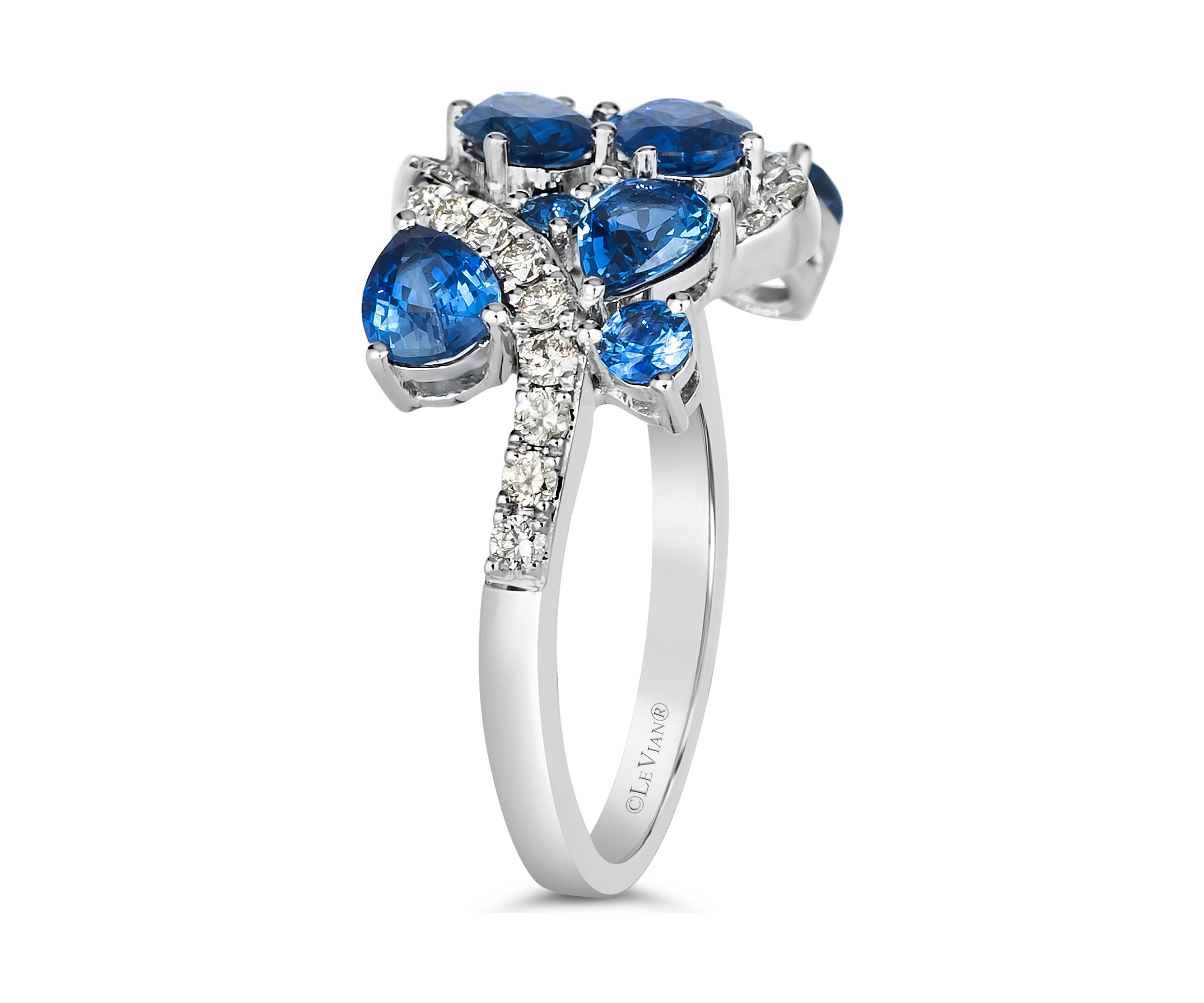 2.5 ct. t.w. Blueberry Sapphire™, 1/3 ct. t.w. Vanilla Diamonds® Ring in 14K Vanilla Gold®