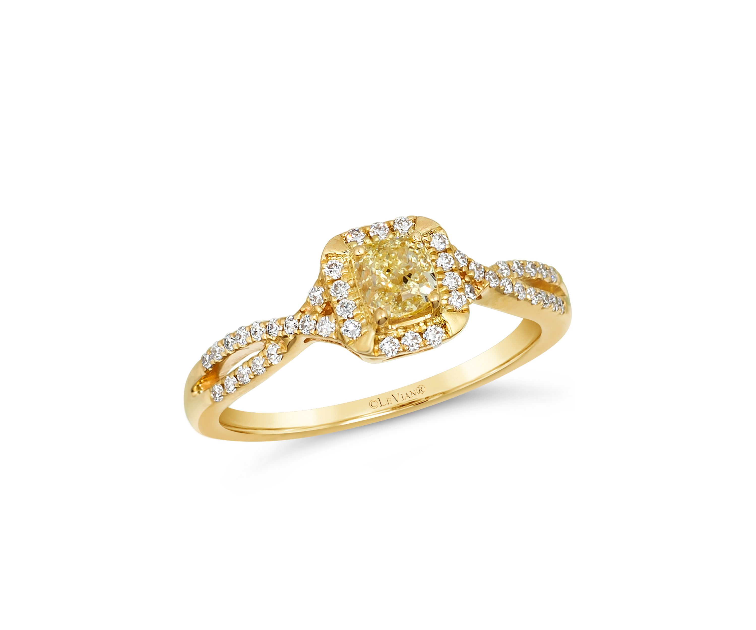 1/3 ct. t.w. Fancy Light Yellow Diamond, 1/5 ct. t.w. Vanilla Diamonds® Ring in 14K Honey Gold™