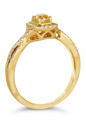 1/3 ct. t.w. Fancy Light Yellow Diamond, 1/5 ct. t.w. Vanilla Diamonds® Ring in 14K Honey Gold™