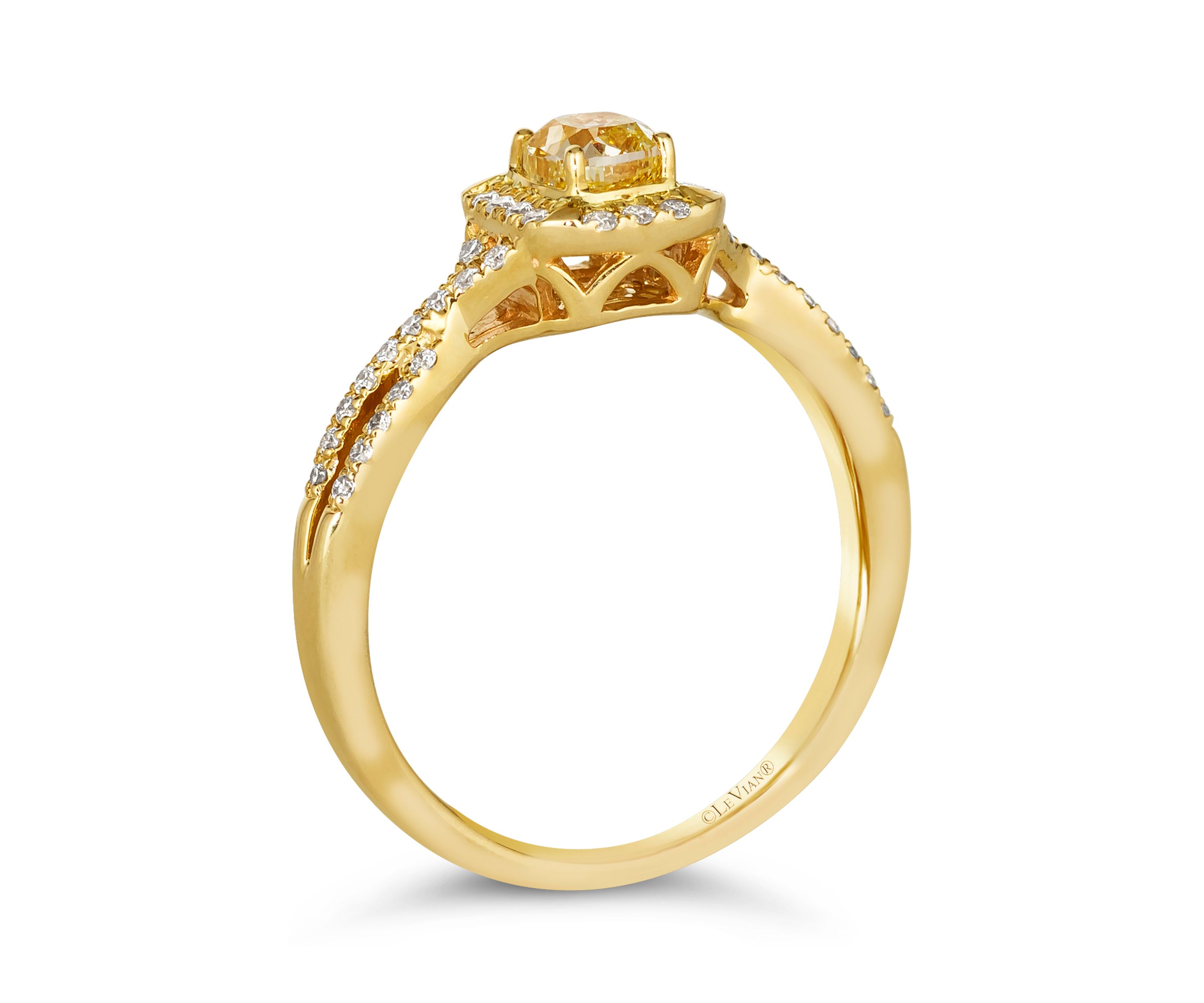 1/3 ct. t.w. Fancy Light Yellow Diamond, 1/5 ct. t.w. Vanilla Diamonds® Ring in 14K Honey Gold™