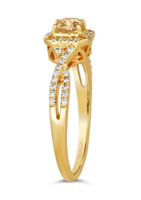 1/3 ct. t.w. Fancy Light Yellow Diamond, 1/5 ct. t.w. Vanilla Diamonds® Ring in 14K Honey Gold™