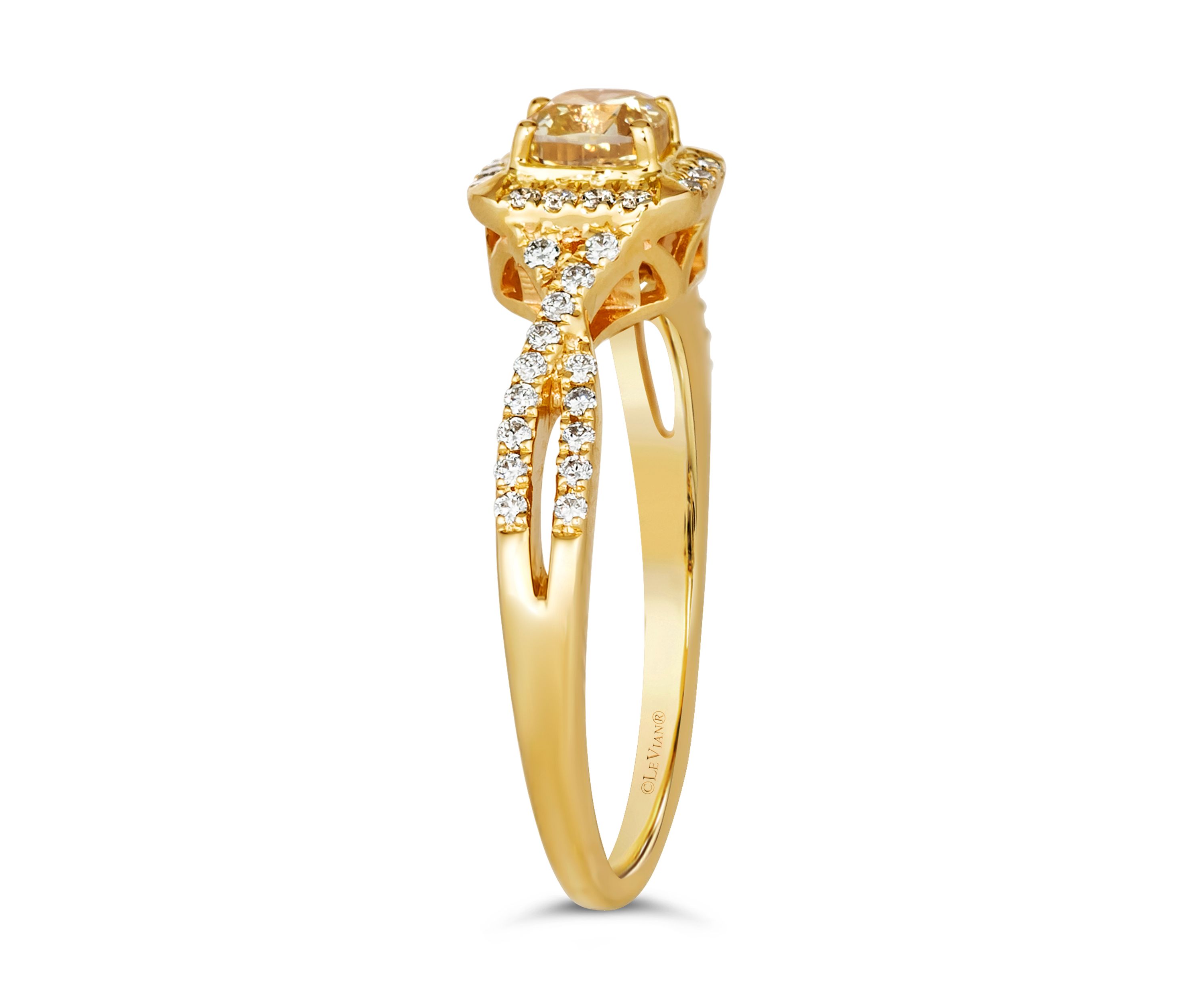 1/3 ct. t.w. Fancy Light Yellow Diamond, 1/5 ct. t.w. Vanilla Diamonds® Ring in 14K Honey Gold™