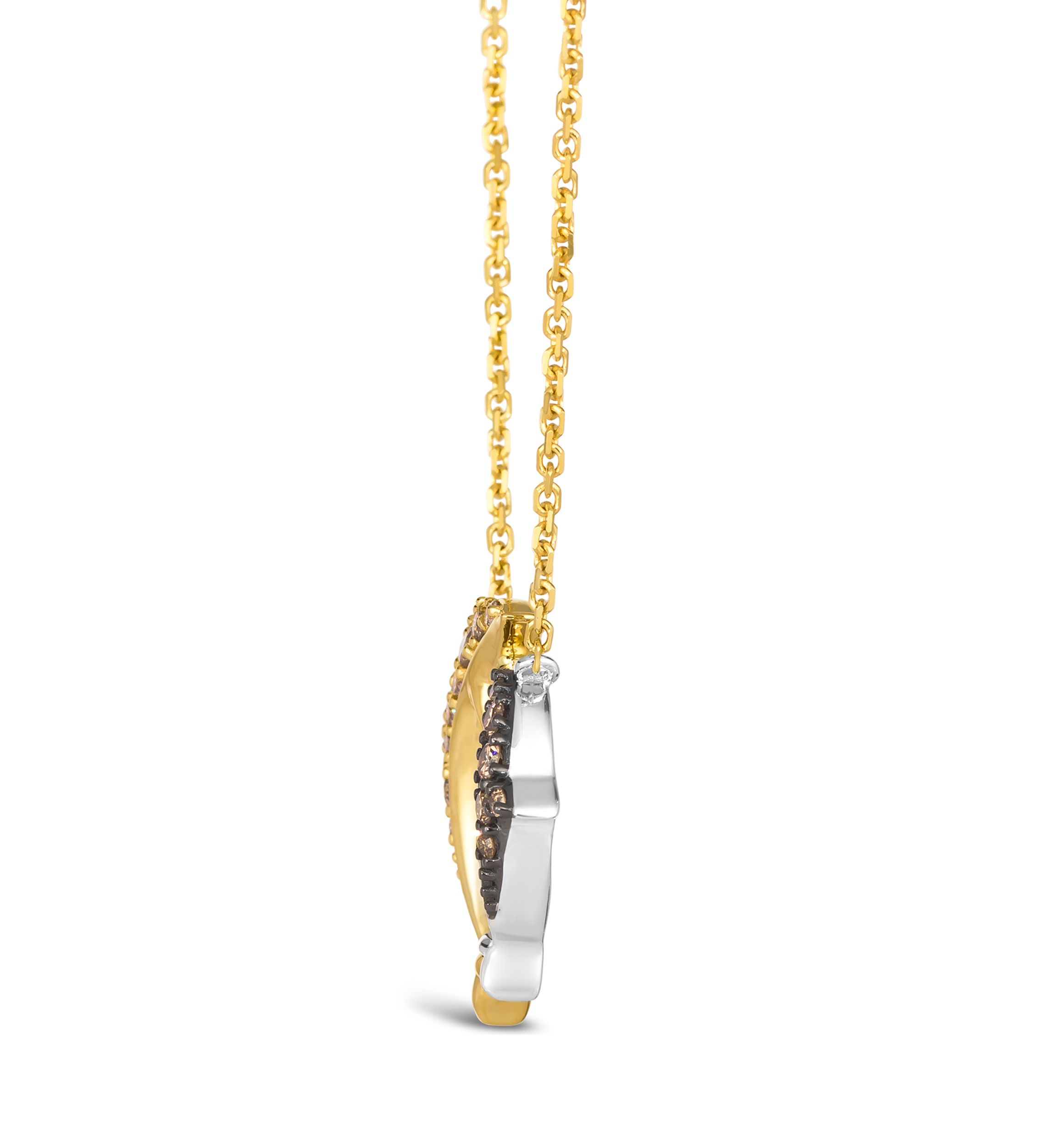 1/8 ct. t.w. Nude Diamonds™, 1/10 ct. t.w. Chocolate Diamonds® Adjustable Dolphin Necklace in 14K Two Tone Gold