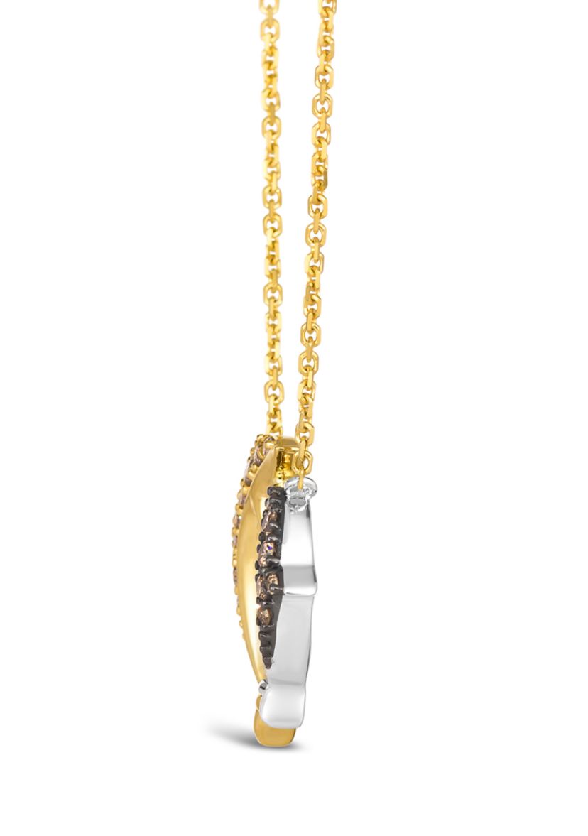 1/8 ct. t.w. Nude Diamonds™, 1/10 ct. t.w. Chocolate Diamonds® Adjustable Dolphin Necklace in 14K Two Tone Gold