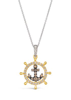 Le Vian 1/4 ct. t.w. Nude Diamondsâ¢, 1/10 ct. t.w. Chocolate Diamonds Anchor Pendant Necklace in 14K Two Tone Gold