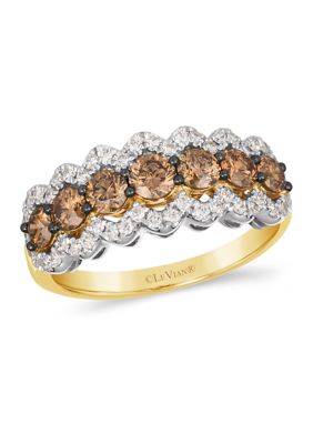 1 ct. t.w. Chocolate Diamonds®, 1/3 ct. t.w. Vanilla Diamonds® Ring in Tri Tone Gold