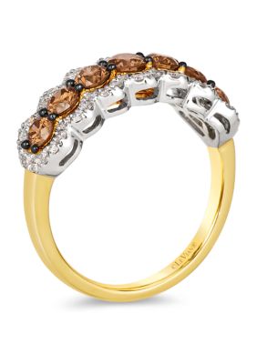 1 ct. t.w. Chocolate Diamonds®, 1/3 ct. t.w. Vanilla Diamonds® Ring in Tri Tone Gold