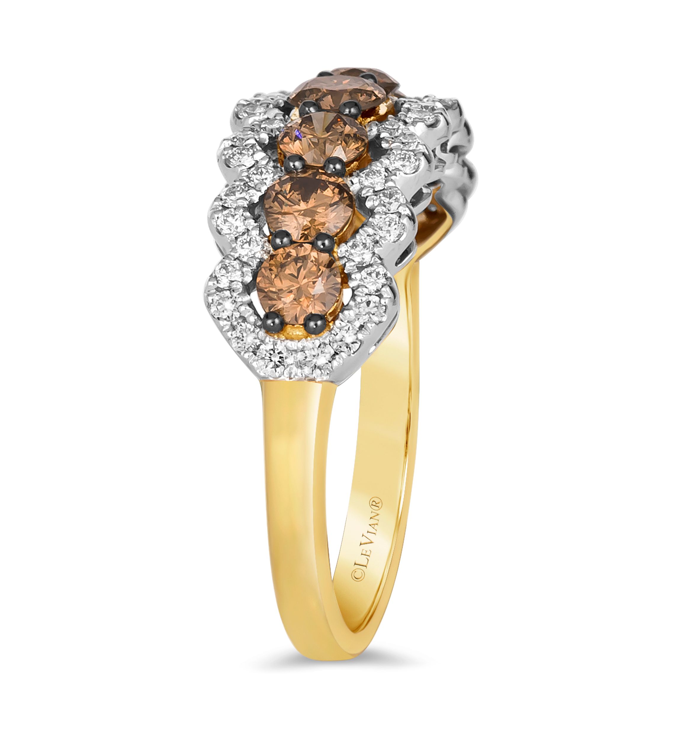 1 ct. t.w. Chocolate Diamonds®, 1/3 ct. t.w. Vanilla Diamonds® Ring in Tri Tone Gold