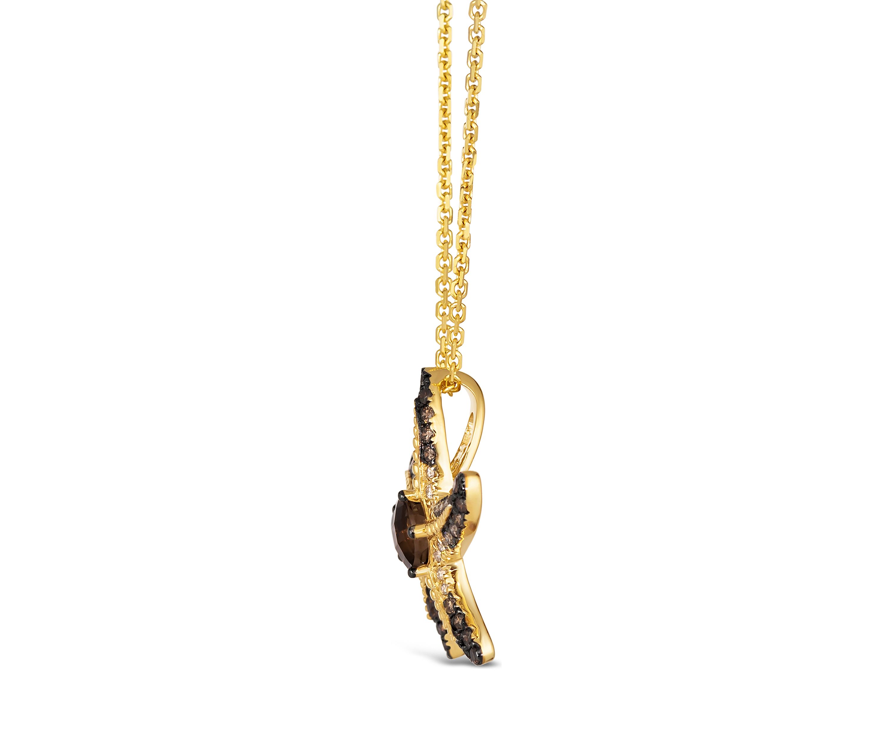 1/2 ct. t.w. Chocolate Quartz®, 3/8 ct. t.w. Chocolate Ombré Diamonds® Adjustable Starfish Necklace in 14K Honey Gold™