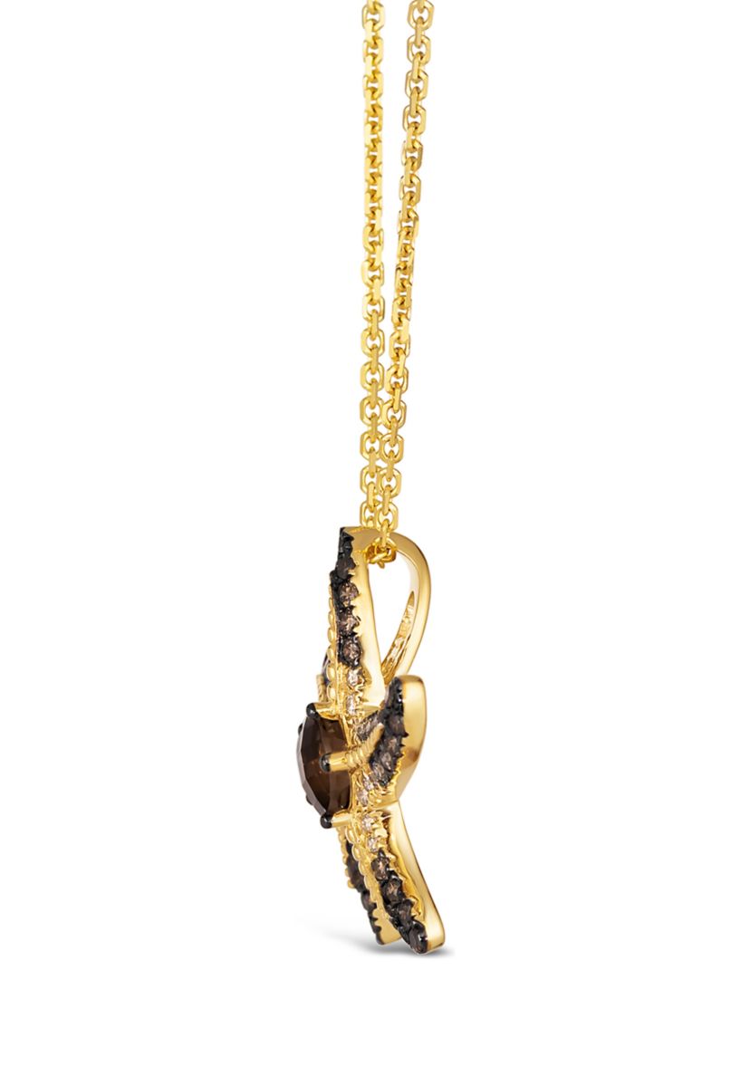 1/2 ct. t.w. Chocolate Quartz®, 3/8 ct. t.w. Chocolate Ombré Diamonds® Adjustable Starfish Necklace in 14K Honey Gold™
