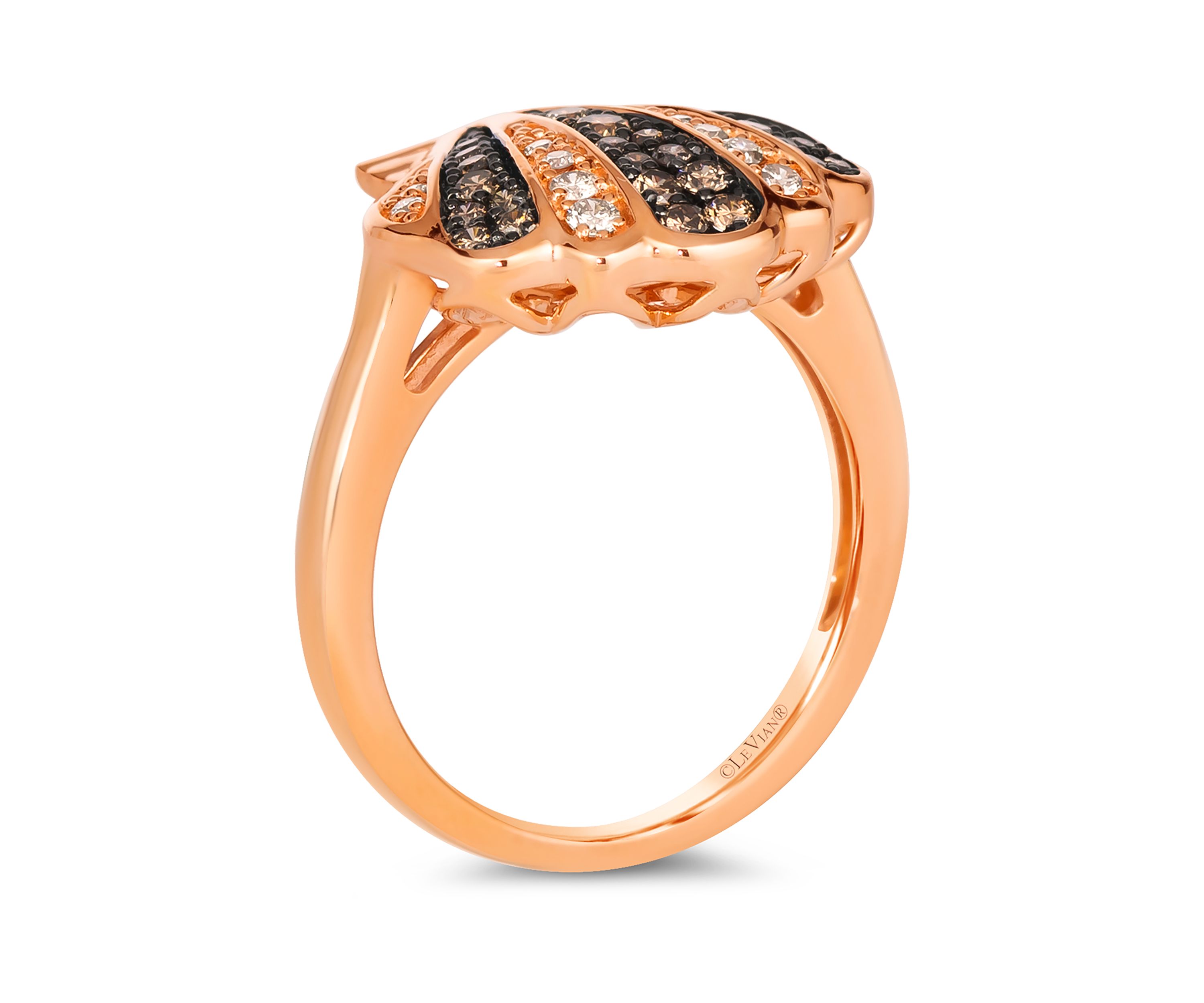 1/3 ct. t.w. Chocolate Diamonds®, 1/8 ct. t.w. Nude Diamonds™ Shell Ring in 14K Strawberry Gold®