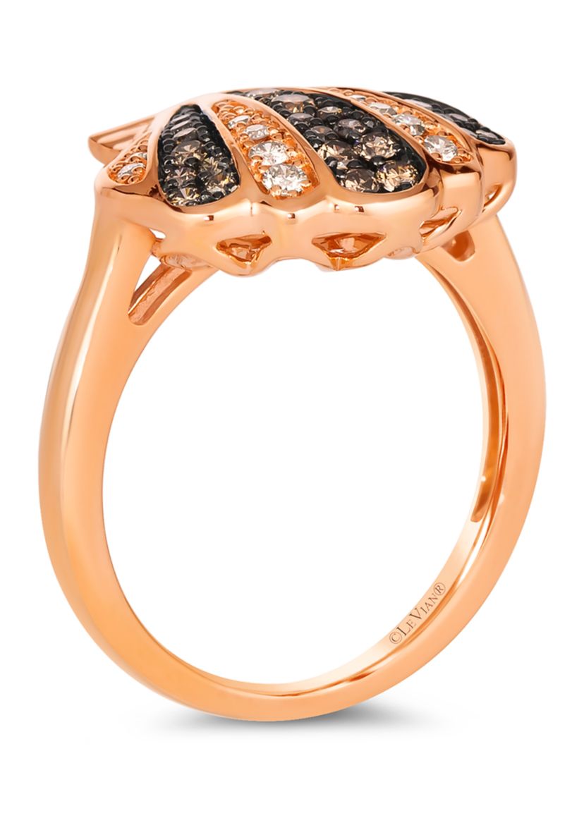 1/3 ct. t.w. Chocolate Diamonds®, 1/8 ct. t.w. Nude Diamonds™ Shell Ring in 14K Strawberry Gold®