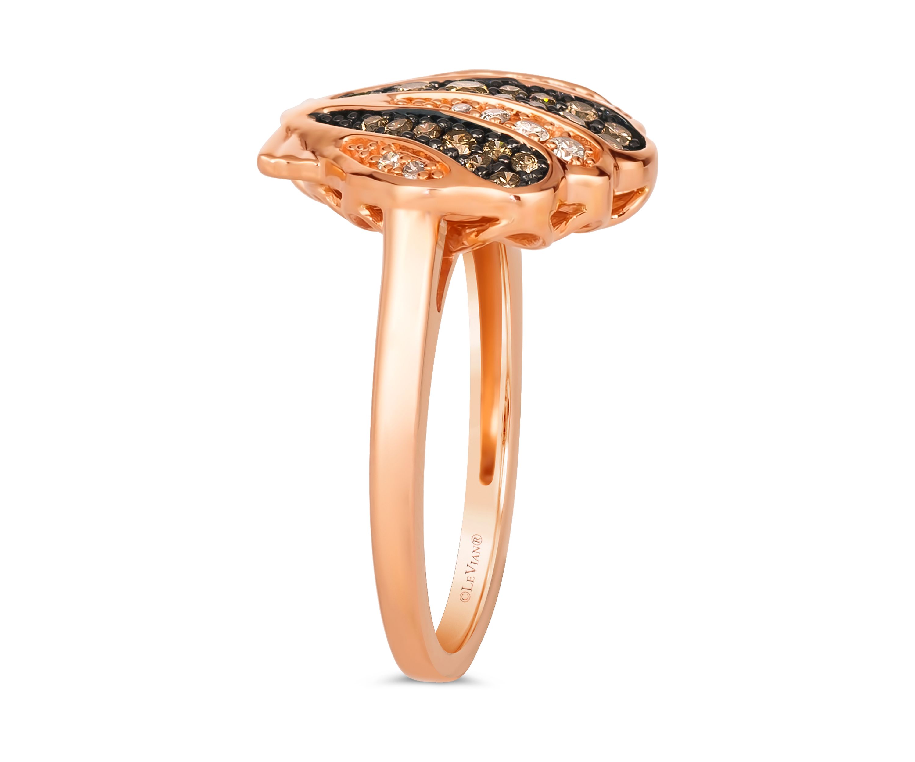 1/3 ct. t.w. Chocolate Diamonds®, 1/8 ct. t.w. Nude Diamonds™ Shell Ring in 14K Strawberry Gold®